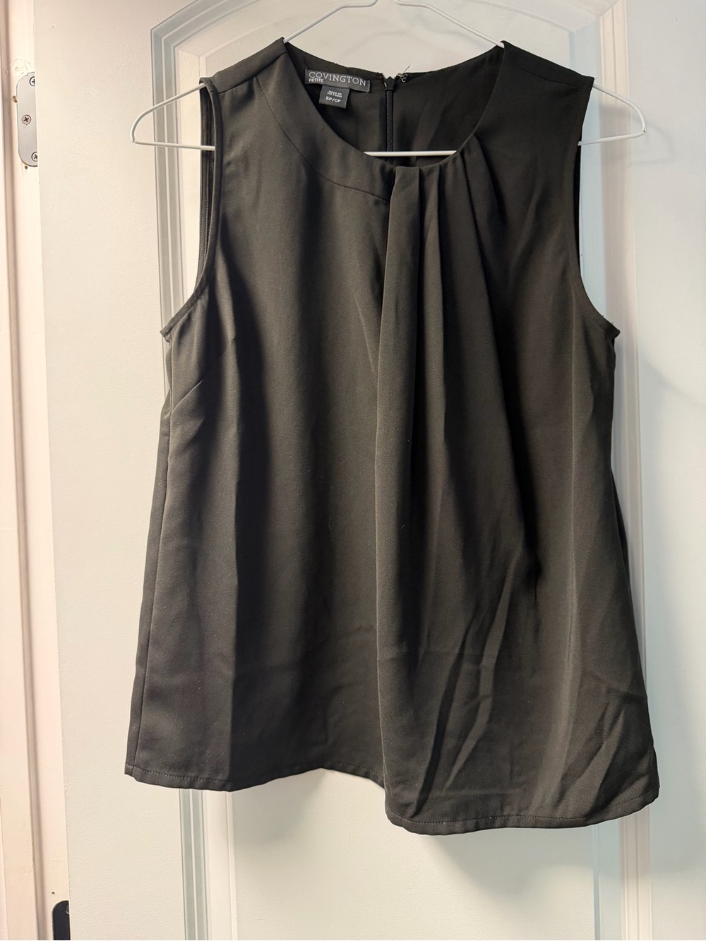 Covington Black Sleeveless Pleated Front Camisole